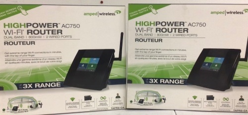 Lot of (2) Amped Wireless AC750 Dual Band WiFi Router, Appears New, Sold As-is - Lot 166