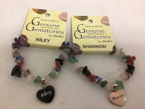 Lot of (2) Semi-Precious Gemstone Name Bracelets Riley and Shannon, Appears New, Sold As-is - Lot 227