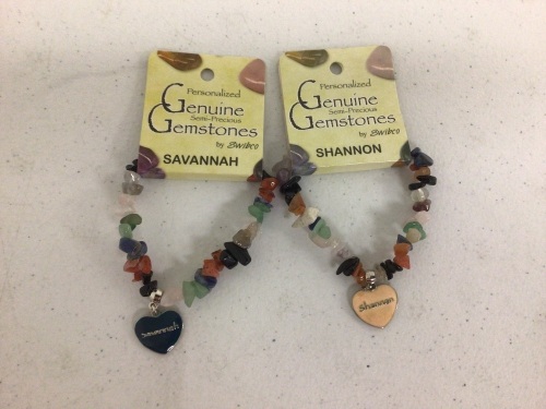 Lot of (2) Semi-Precious Gemstone Name Bracelets Savannah and Shannon, Appears New, Sold As-is - Lot 276
