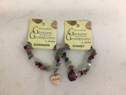 Lot of (2) Semi-Precious Gemstone Name Bracelets Shannon and Sydney, Appears New, Sold As-is - Lot 247