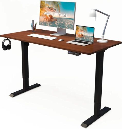 Win Up Time Electric Adjustable Height Standing Desk, 48 x 24 Inches Table Top, Walnut  - Lot 501