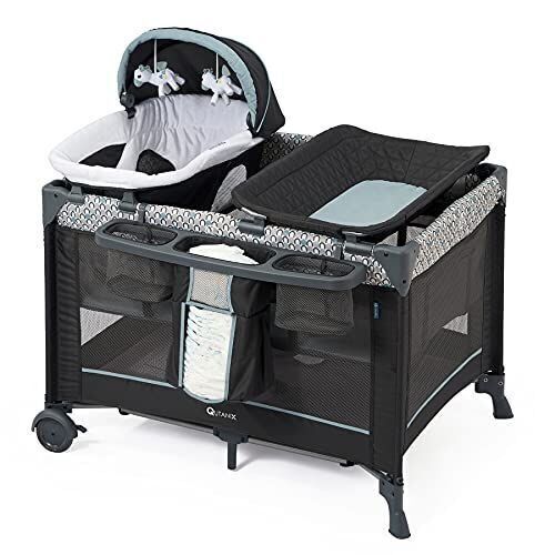 Qutanix Deluxe Nursery Center Comfortable Playard with Mattress, Bassinet and Diaper Changer - Lot 98