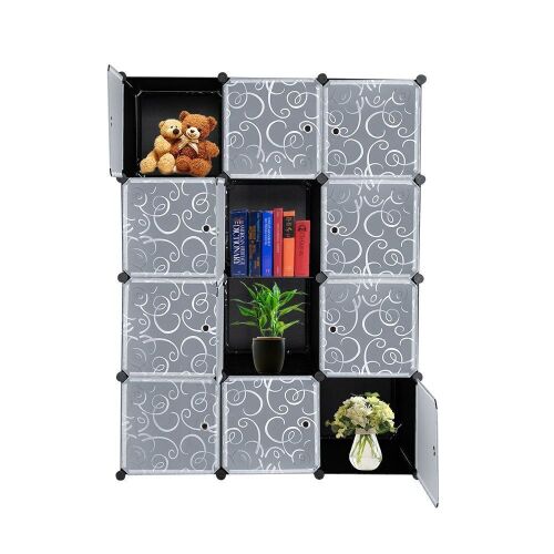 Plastic 12 Cubes Storage DIY Square Stackable Closet Organizer - Lot 391