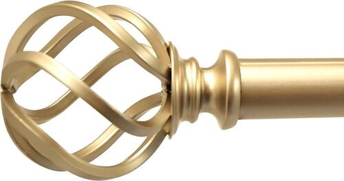 Window Curtain Rod with Birdcage Finials, Single Rod 1“ in Diameter, Adjustable 36" to 72"  - Lot 275