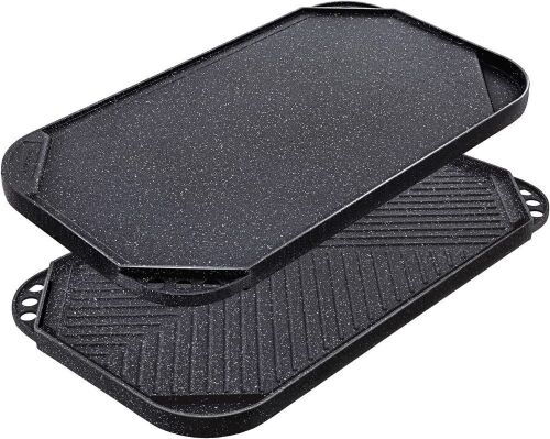 SENSARTE Nonstick Pro-Grid Reversible Grill & Griddle Pan, Two Burner Cast Aluminum, 19.5" x 10.7"  - Lot 489