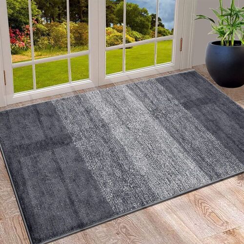 Vaukki Indoor Entryway Door Rug, Non Slip Absorbent Mud Trapper Mat, 24''x36'', Grey - Lot 475