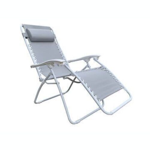 Simply Essential Outdoor Folding Zero Gravity Lounger Chair in Grey/White - Lot 487