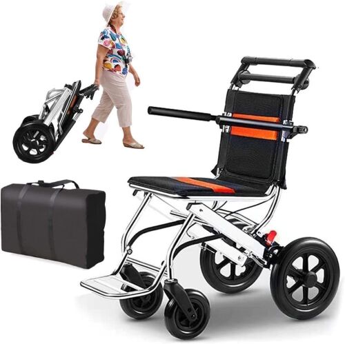 Portable Travel Folding Wheelchair with Handbrake, Ultra-Light  - Lot 300