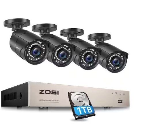 ZOSI 8-Channel 1080p 1TB DVR Security System with 4 Wired Outdoor Cameras - Lot 78