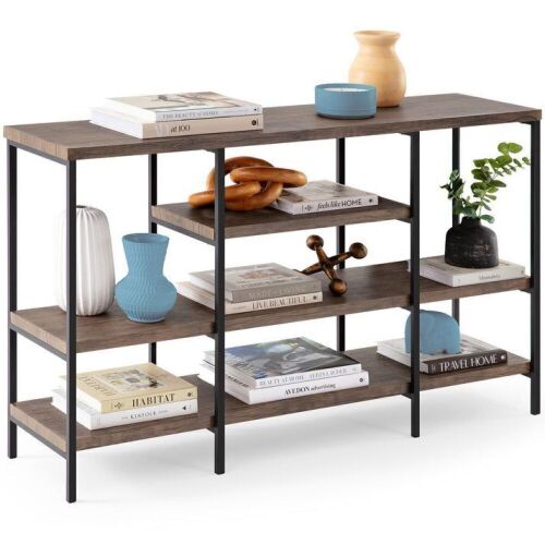 4-Tier Industrial Console Table w/ Tall Shelf Space - 55in  - Lot 108