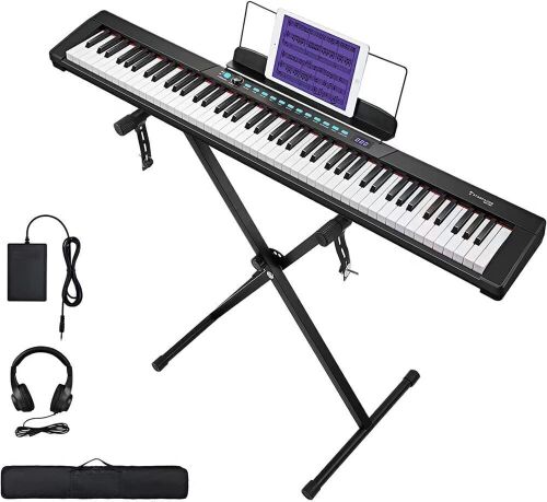 Starfavor Piano Keyboard 88 Keys, Semi-weighted, with Keyboard Stand, Sustain Pedal, and Carrying Case - Lot 81