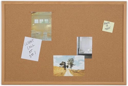 Staples Standard Cork Bulletin Board Oak Finish Frame 3-Ft W X 2-Ft H  - Lot 308