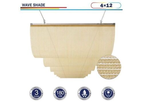 Retractable Shade Canopy Replacement Cover for Pergola Frame Slide on Wire 4' x 12' Beige - Lot 326