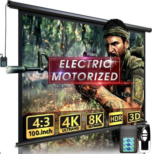 Aoxun 100" Motorized 4:3 Projector Screen w/Remote Control - Lot 111