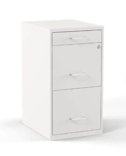 Staples 3-Drawer Light Duty Vertical File Cabinet, Locking, Letter, White, 18"D  - Lot 70