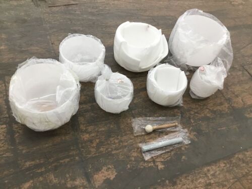 Set of 7 Frosted Quartz Crystal Singing Bowls  - Lot 58