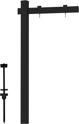 FENCETECH Vinyl PVC Real Estate Sign Post 6' Tall, 47" Arm Holds Up to 36" Sign - Black (No Sign)  - Lot 783