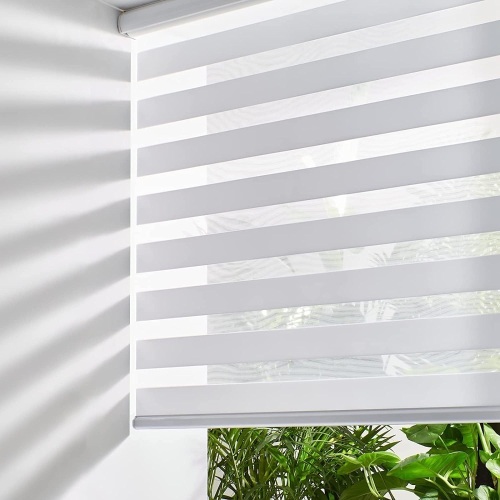 Persilux Cordless Zebra Blinds, Free-Stop Roller Shades, 71" W x 72" H, White, Light Filtering   - Lot 396