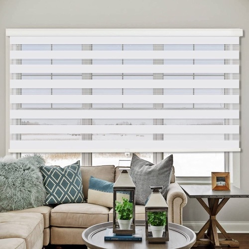 ZOKSUN Cordless Zebra Roller Shade Blinds, 72" W x 72" H, White - Lot 471