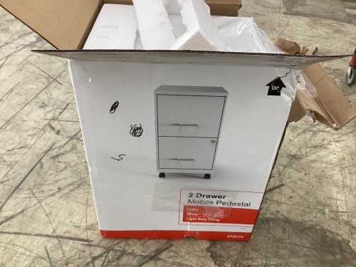 Staples 2-Drawer Vertical Mobile File Cabinet, Locking, Letter Size, White, 18''D - Lot 187