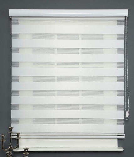 ShadesU Zebra Dual Layer Roller Sheer Blinds, Light Filtering, 72" H x 93" W, White  - Lot 488