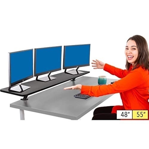 Stand Steady 55" Clamp On Desk Shelf Large Monitor Riser Supports 3 Screens for Extra Storage - Lot 506