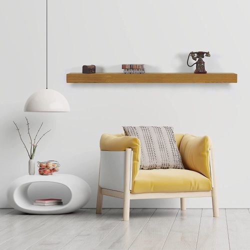 BoscoMondo 66" Wall Mounted Floating Farmhouse Shelf  with Invisible Heavy Duty Metal Bracket  - Lot 545