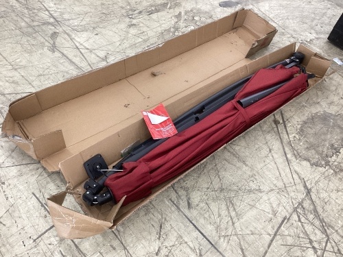 Solar LED Offset Hanging Patio Umbrella w/ Crank Tilt Adjustment - 10ft  - Lot 104