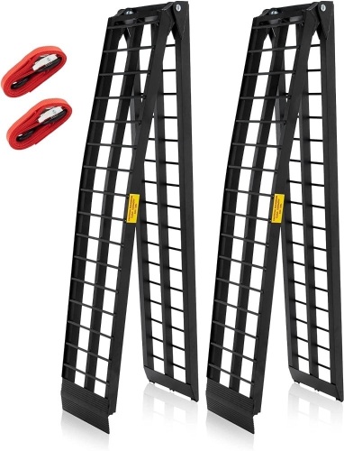 Motorhot 2 Pcs 10 ft Folding Arched Aluminum Ramps  - Lot 824
