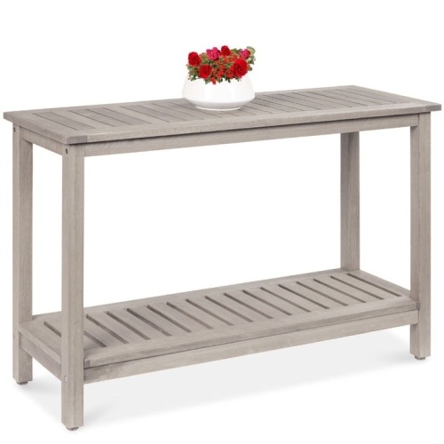2-Shelf Wooden Console Table Storage Organizer w/ Natural Finish - 48in  - Lot 236