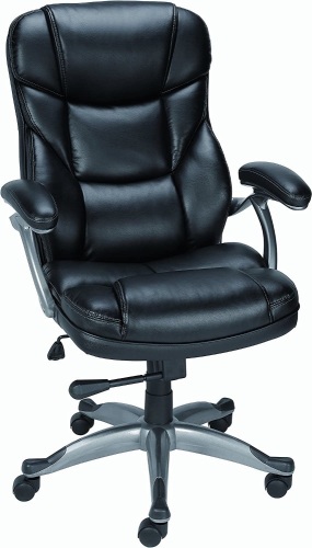 Staples Osgood Bonded Leather High-Back Manager's Chair Black   - Lot 21