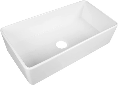 DeerValley Grove 36"L x 18"W Fireclay Farmhouse Sink Apron Front with Sink Grid - 3" Surface Crack, Does Not Go Through - Lot 109