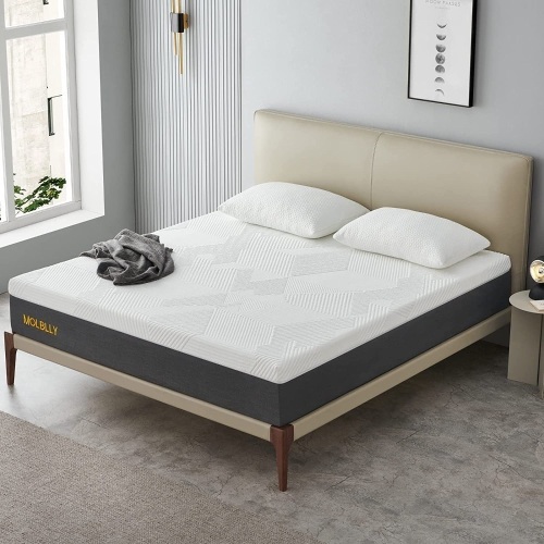 Molblly 10" Queen Size Gel Memory Foam Mattress in a Box, Fiberglass Free, Medium Firm - Lot 17