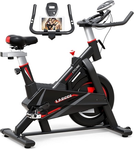 LABODI Stationary Cycling Bike With LCD Monitor, Comfortable Seat Cushion - Lot 40