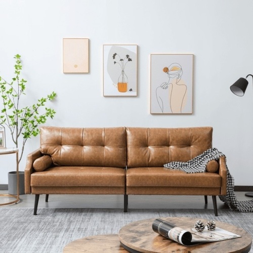 Vonanda Faux Leather 3 Seater Sofa, Caramel - Lot 37