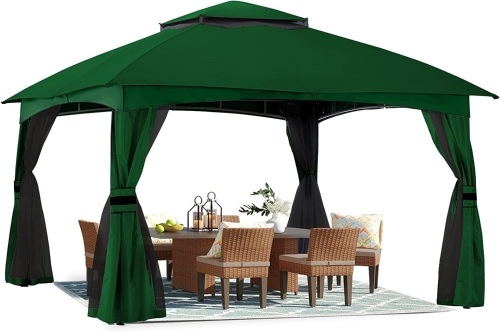 ABCCANOPY 10x12 Outdoor Patio Gazebo with Mosquito Netting, Forest Green  - Lot 39