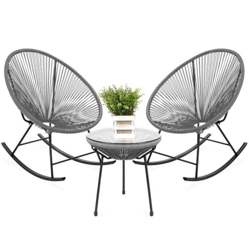3-Piece Woven Rope Acapulco Rocking Chair Bistro Set - Lot 5220