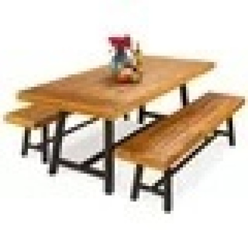 NO BENCHES INCLUDED Best Choice Products 3-Piece Indoor Outdoor Acacia Wood Picnic Dining Table Furniture - Lot 5364