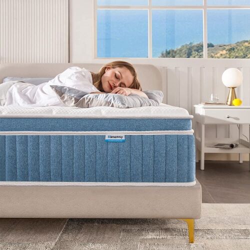 Rimensy Queen 10 Inch Hybrid Gel Memory Foam Mattress, Individually Wrapped Pocket Coils Innerspring Mattress, Medium Firm Feel - Lot 59