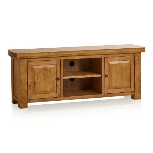 Hercules Rustic Solid Oak Large TV Cabinet  - Lot 65