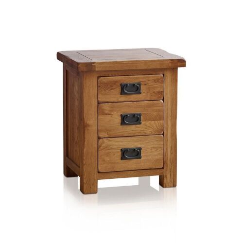 Original Rustic Solid Oak 3 Drawer Bedside Table, Set of 2  - Lot 71