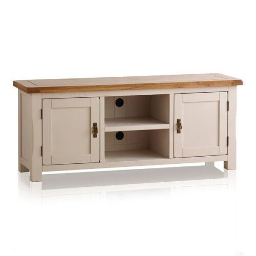 Kemble Rustic Solid Oak and Painted Large TV Cabinet - Lot 79