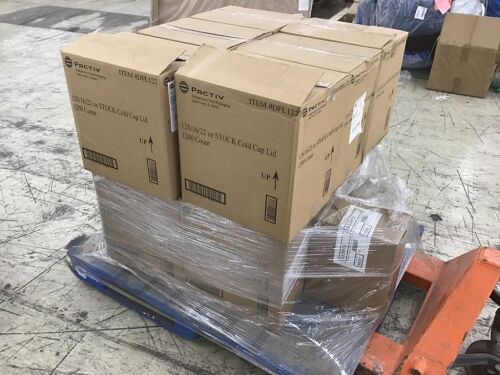 Lot of (12) Cases of 12S/16/22 oz Stock Cold Cup Lid, 1200 ct & (1) Case of Natural Kraft Food Tray - Lot 433