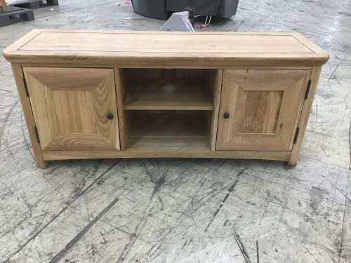 Solid Oak Entertainment Stand - Damage to Finish - Lot 44