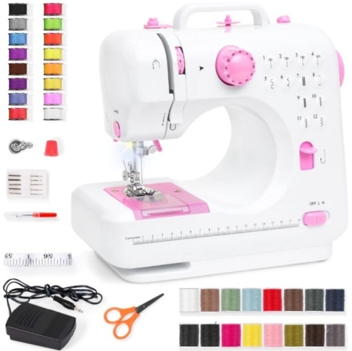 6V Portable Foot Pedal Sewing Machine w/ 12 Stitch Patterns - Lot 502