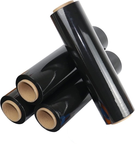 4 Pack Black Stretch Wrap, 18" Wide, Length Unknown - Lot 132
