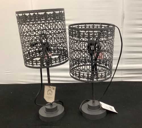 Lot of (2) Metal Shade Table Lamps - Lot 344