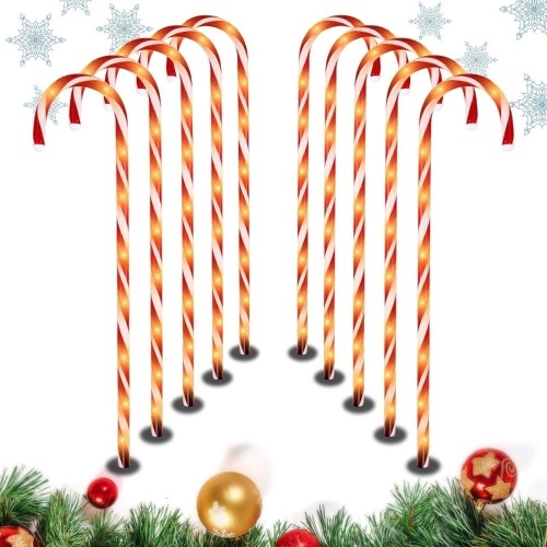 Set of (10) 28" Christmas Candy Cane Pathway Lights - Lot 197