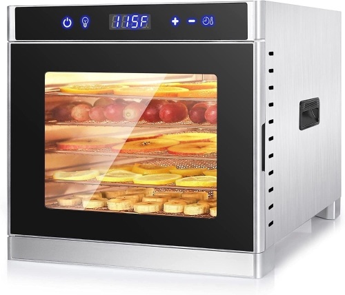 COMKERI Food Dehydrator 6 Trays for Food Jerky, Fruit, Meat, Dog Treats, Herbs, Flower Tea, Vegetables, Durable Food-grade Stainless Steel Dehydrator Machine with 24H Adjustable Digital Timer & 95ºF-167ºF Temp Control, 110V/700W, Safety Over Heat Prote - Lot 1558