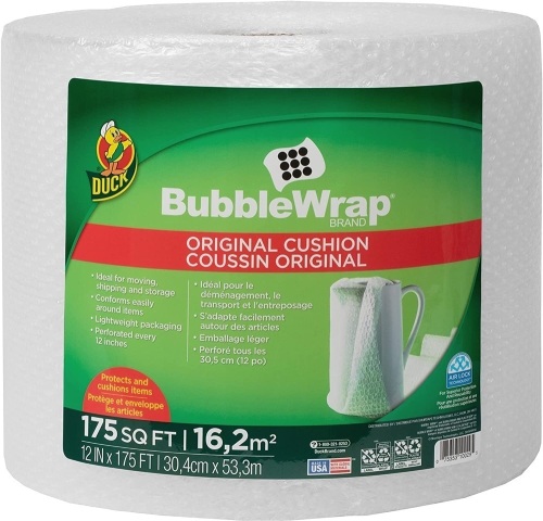 Duck Brand Bubble Wrap Roll, 12” x 175’, Original Bubble Cushioning for Packing, Shipping, Mailing and Moving, Perforated Every 12” (286891) - Lot 1570